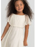Cape Sleeves Ivory Lace Tea Length Flower Girl Dress